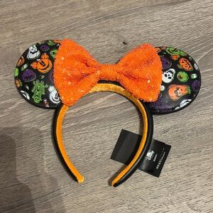Disney Orange Sequin Bow Halloween Headband